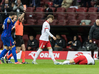 Referee Alejandro Hernandez, red card, Nicola Zalewski , Robert Lewandowski  during UEFA Nations League match Poland vs Croatia in Warsaw Po...