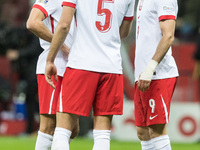 Jakub Kiwior , Jan Bednarek , Robert Lewandowski  during UEFA Nations League match Poland vs Croatia in Warsaw Poland on 15 October 2024. (