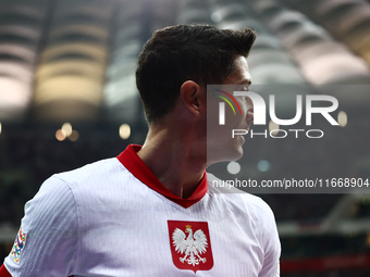 Robert Lewandowski of Poland during UEFA Nations League football match Poland - Croatia at National Stadium in Warsaw, Poland on October 15,...