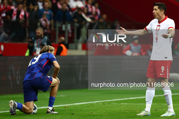 Robert Lewandowski of Poland during UEFA Nations League football match Poland - Croatia at National Stadium in Warsaw, Poland on October 15,...