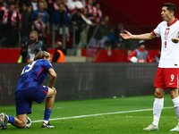 Robert Lewandowski of Poland during UEFA Nations League football match Poland - Croatia at National Stadium in Warsaw, Poland on October 15,...