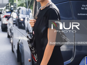 Irina Shayk attends the Max Mara Fashion Show during the Milan Womenswear Spring/Summer 2025 in Milan, Italy, on September 19, 2024 (