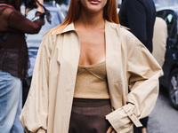 Ludovica Coscione attends the Max Mara Fashion Show during the Milan Womenswear Spring/Summer 2025 in Milan, Italy, on September 19, 2024 (