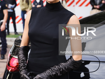 Alessia Lanza attends the Alberta Ferretti Fashion Show during the Milan Womenswear Spring/Summer 2025 in Milan, Italy, on September 17, 202...