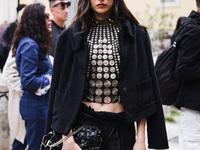 Jacquelyn Jablonski attends the Alberta Ferretti Fashion Show during the Milan Womenswear Spring/Summer 2025 in Milan, Italy, on September 1...