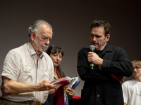 Director Francis Ford Coppola and actor Matt Dillon attend the Francis Ford Coppola Masterclass during the 19th Rome Film Festival at Sala S...