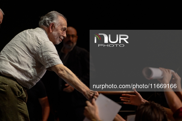 Director Francis Ford Coppola attends the Francis Ford Coppola Masterclass during the 19th Rome Film Festival at Sala Sinopoli in Rome, Ital...