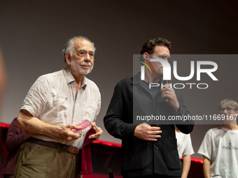 Director Francis Ford Coppola and actor Matt Dillon attend the Francis Ford Coppola Masterclass during the 19th Rome Film Festival at Sala S...