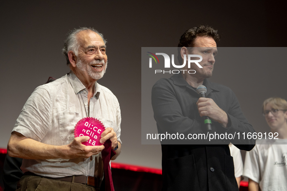 Director Francis Ford Coppola and actor Matt Dillon attend the Francis Ford Coppola Masterclass during the 19th Rome Film Festival at Sala S...