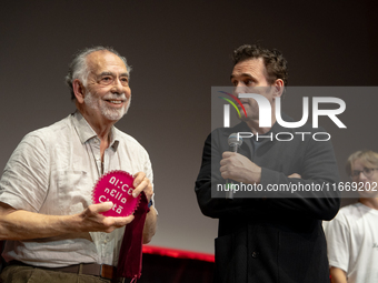 Director Francis Ford Coppola and actor Matt Dillon attend the Francis Ford Coppola Masterclass during the 19th Rome Film Festival at Sala S...