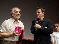 Director Francis Ford Coppola and actor Matt Dillon attend the Francis Ford Coppola Masterclass during the 19th Rome Film Festival at Sala S...