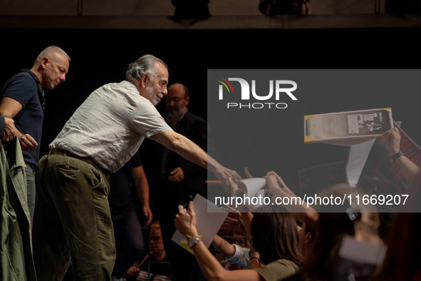 Director Francis Ford Coppola attends the Francis Ford Coppola Masterclass during the 19th Rome Film Festival at Sala Sinopoli in Rome, Ital...