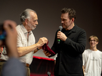 Director Francis Ford Coppola and actor Matt Dillon attend the Francis Ford Coppola Masterclass during the 19th Rome Film Festival at Sala S...