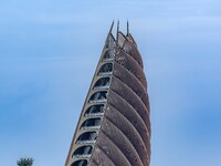 A 69.8-meter-high giant panda tower stands at the Chengdu Research Base of Giant Panda Breeding in Chengdu, China, on October 14, 2024. Repo...