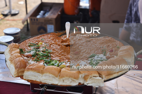 Pav Bhaji is at a food stall during the Sree Ganesh Chaturthi Mahotsav festival in Brampton, Ontario, Canada, on September 14, 2024. Pav Bha...