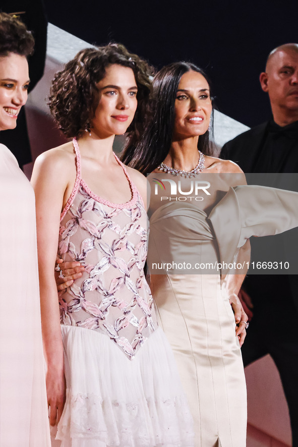 Margaret Qualley and Demi Moore attend the red carpet for the premiere of The Substance during the 77th Festival de Cannes in Cannes, France...