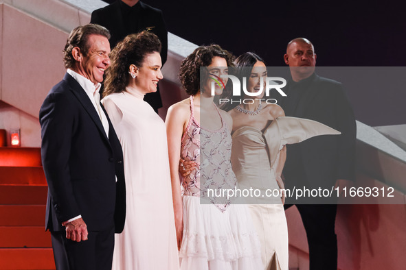 Dennis Quaid, Coralie Fargeat, Margaret Qualley, and Demi Moore attend the red carpet for the premiere of The Substance during the 77th Fest...