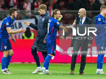 Luka Modric , Coach Michal Probierz  during UEFA Nations League match Poland vs Croatia in Warsaw Poland on 15 October 2024. (