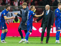 Luka Modric , Coach Michal Probierz  during UEFA Nations League match Poland vs Croatia in Warsaw Poland on 15 October 2024. (