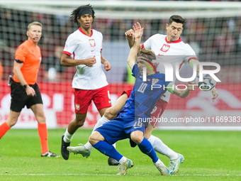 Maximillian Oyedele , Luka Modric , Robert Lewandowski  during UEFA Nations League match Poland vs Croatia in Warsaw Poland on 15 October 20...