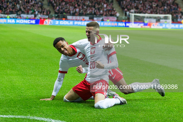 Michael Ameyaw , Sebastian Szymanski  goal celebration during UEFA Nations League match Poland vs Croatia in Warsaw Poland on 15 October 202...