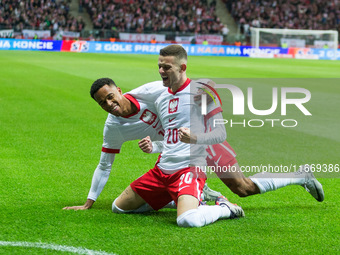 Michael Ameyaw , Sebastian Szymanski  goal celebration during UEFA Nations League match Poland vs Croatia in Warsaw Poland on 15 October 202...