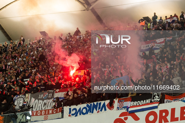 Croatia fans during UEFA Nations League match Poland vs Croatia in Warsaw Poland on 15 October 2024. 