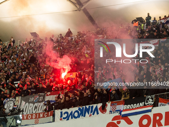 Croatia fans during UEFA Nations League match Poland vs Croatia in Warsaw Poland on 15 October 2024. (