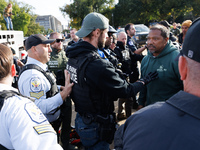 Indigenous demonstrators clash with police near the U.S. Capitol in Washington, D.C. on October 15, 2024 after U.S. Park Police attempt to c...