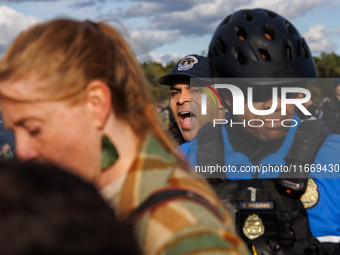 Indigenous demonstrators clash with police near the U.S. Capitol in Washington, D.C. on October 15, 2024 after U.S. Park Police attempt to c...