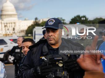 Indigenous demonstrators clash with police near the U.S. Capitol in Washington, D.C. on October 15, 2024 after U.S. Park Police attempt to c...