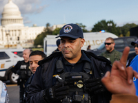 Indigenous demonstrators clash with police near the U.S. Capitol in Washington, D.C. on October 15, 2024 after U.S. Park Police attempt to c...