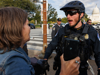 Indigenous demonstrators clash with police near the U.S. Capitol in Washington, D.C. on October 15, 2024 after U.S. Park Police attempt to c...