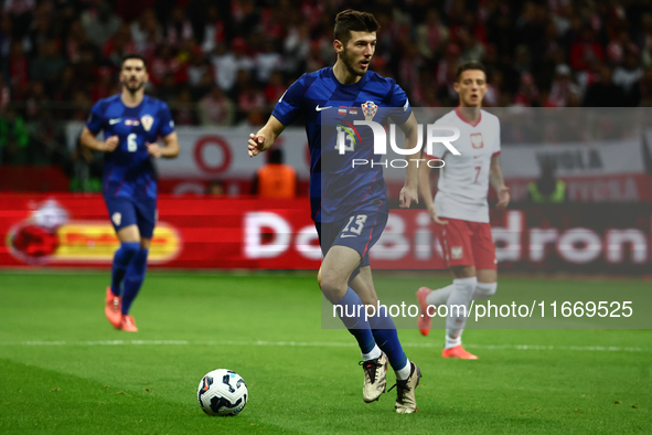 Petar Sucic of Croatia during UEFA Nations League football match Poland - Croatia at National Stadium in Warsaw, Poland on October 15, 2024....