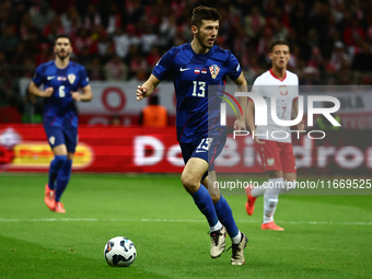 Petar Sucic of Croatia during UEFA Nations League football match Poland - Croatia at National Stadium in Warsaw, Poland on October 15, 2024....