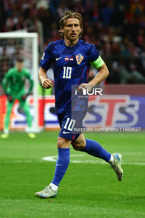 Luka Modric of Croatia during UEFA Nations League football match Poland - Croatia at National Stadium in Warsaw, Poland on October 15, 2024....