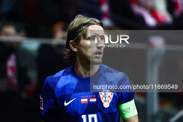 Luka Modric of Croatia during UEFA Nations League football match Poland - Croatia at National Stadium in Warsaw, Poland on October 15, 2024....