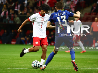 Maximillian Oyedele of Poland during UEFA Nations League football match Poland - Croatia at National Stadium in Warsaw, Poland on October 15...