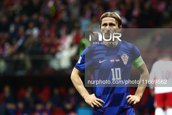 Luka Modric of Croatia during UEFA Nations League football match Poland - Croatia at National Stadium in Warsaw, Poland on October 15, 2024....