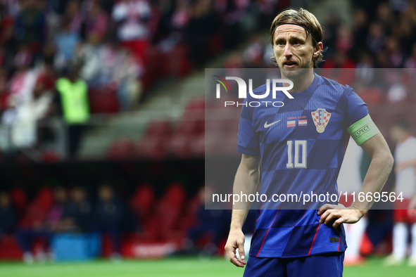 Luka Modric of Croatia during UEFA Nations League football match Poland - Croatia at National Stadium in Warsaw, Poland on October 15, 2024....