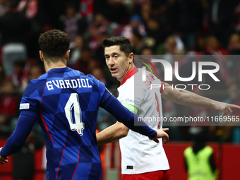 Robert Lewandowski of Poland during UEFA Nations League football match Poland - Croatia at National Stadium in Warsaw, Poland on October 15,...