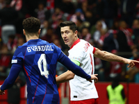 Robert Lewandowski of Poland during UEFA Nations League football match Poland - Croatia at National Stadium in Warsaw, Poland on October 15,...