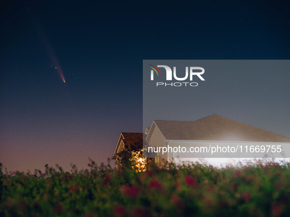 Comet C/2023 A3 (Tsuchinshan-ATLAS) is visible to the naked eye for the first time in 80,000 years and lights up the night sky over Monroe,...