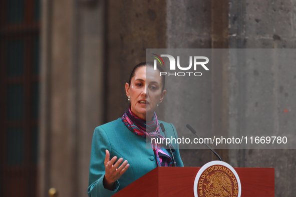 President of Mexico, Claudia Sheinbaum Pardo, speaks during a press conference after the High Level Summit between U.S. and Mexican business...