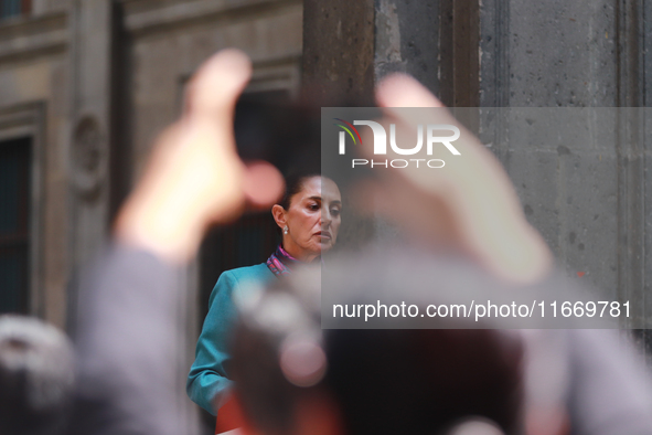 President of Mexico, Claudia Sheinbaum Pardo, speaks during a press conference after the High Level Summit between U.S. and Mexican business...