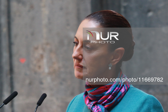 President of Mexico, Claudia Sheinbaum Pardo, speaks during a press conference after the High Level Summit between U.S. and Mexican business...