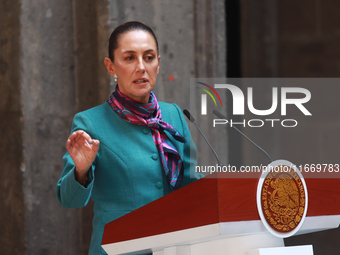 President of Mexico, Claudia Sheinbaum Pardo, speaks during a press conference after the High Level Summit between U.S. and Mexican business...