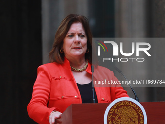 Suzanne Clark, President and CEO of the US Chamber of Commerce, speaks during a press conference after the High Level Summit between U.S. an...