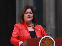 Suzanne Clark, President and CEO of the US Chamber of Commerce, speaks during a press conference after the High Level Summit between U.S. an...