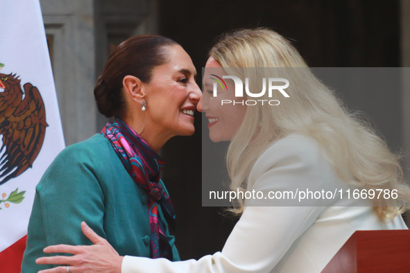 President of Mexico, Claudia Sheinbaum Pardo, and Executive Director of Mexico Pacific, Sarah Bairstow, hold a press conference after the Hi...